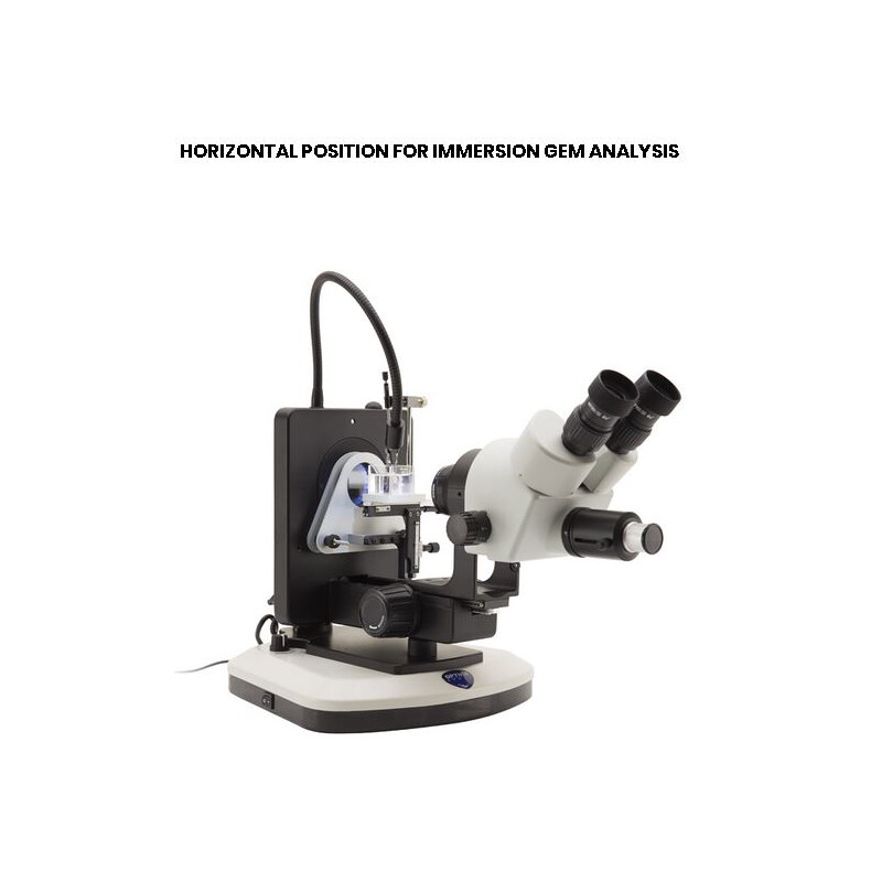 Optika Zoom-Stereomikroskop OPTIGEM-4, trinokulares gemmologisch, kippbares Stativ