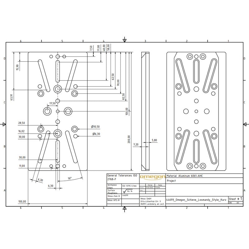 Omegon Universale Montageplatte Losmandy style (kurz)