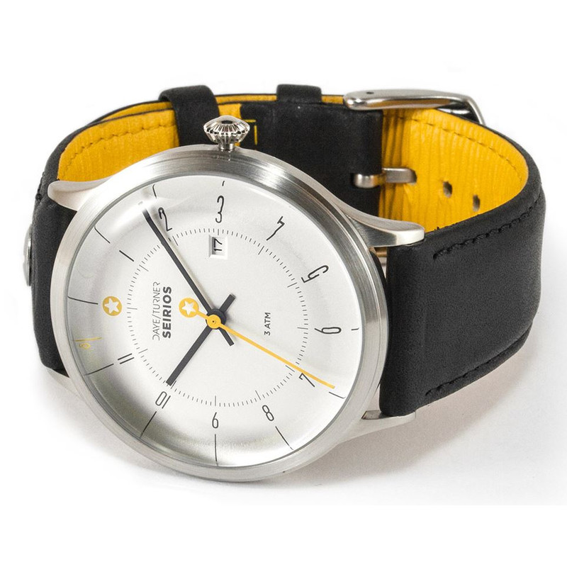 DayeTurner SEIRIOS Herrenuhr Analog silber - Leder schwarz