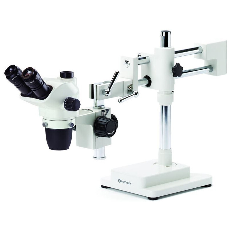 Euromex Zoom-Stereomikroskop NZ.1703-B, NexiusZoom EVO, 6.5x to 55x, double-arm boom stand, w.o. illumination, trino