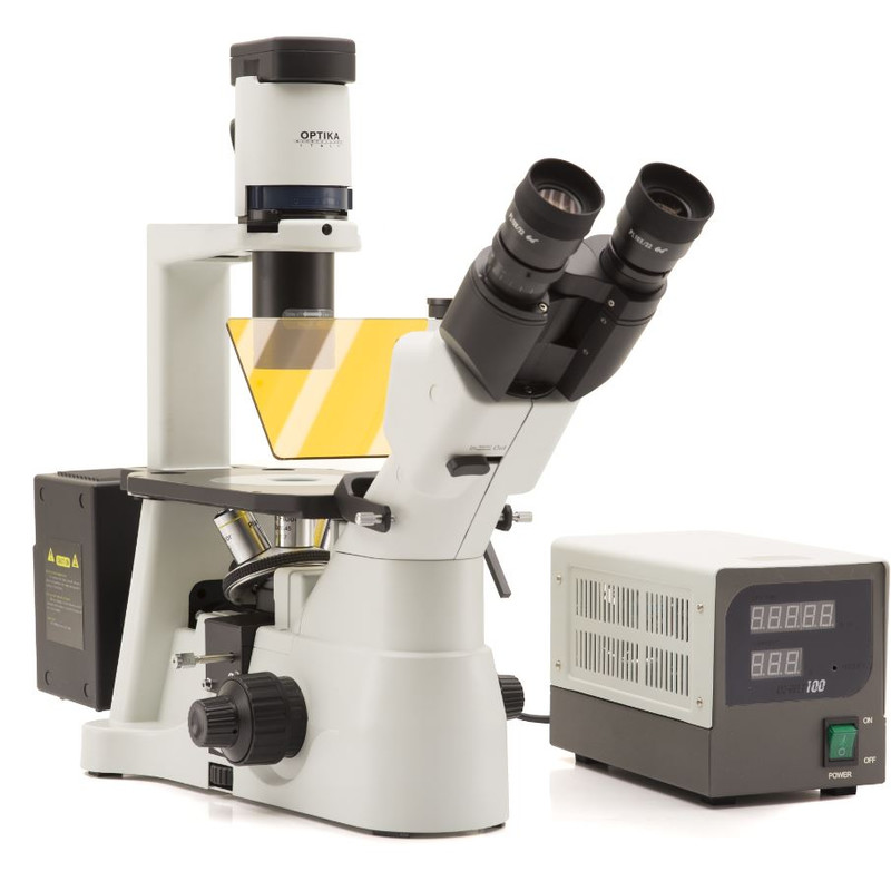 Optika Mikroskop IM-3F-UK, trino, invers, phase, FL-HBO, B&G Filter, IOS LWD W-PLAN, 40x-400x, UK