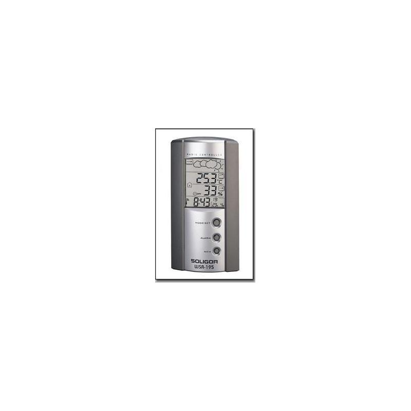Soligor LCD-Wetterstation mit Funkthermometer, Funkhygrometer und Funkuhr WSR-195