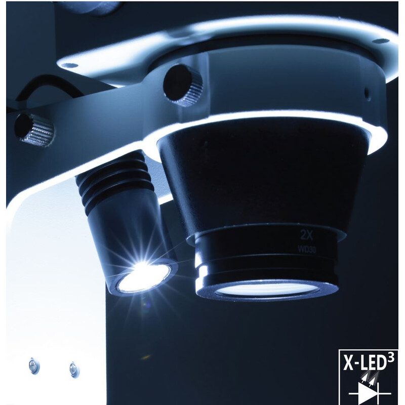 Optika Zoom-Stereomikroskop SZO-5 , bino, 6.7-45x, Säulenstativ, Auf-, Durchlicht, Doppelspot