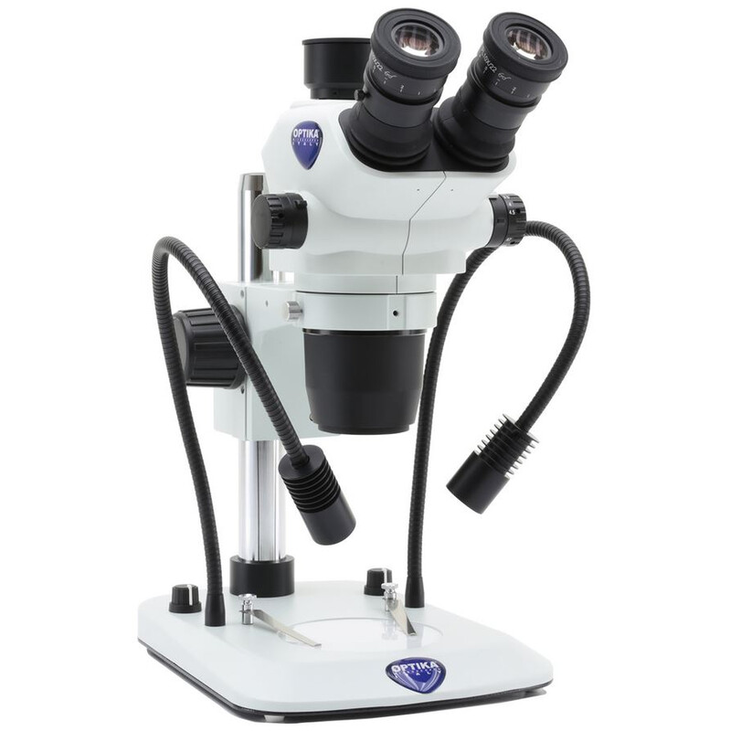 Optika Zoom-Stereomikroskop SZO-6 , trino, 6.7-45x, Säulenstativ, Auf-, Durchlicht, Doppelspot