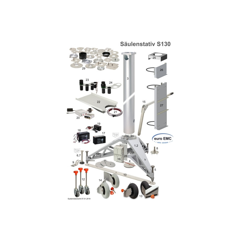 euro EMC Ablagetisch für Säulenstativ S130