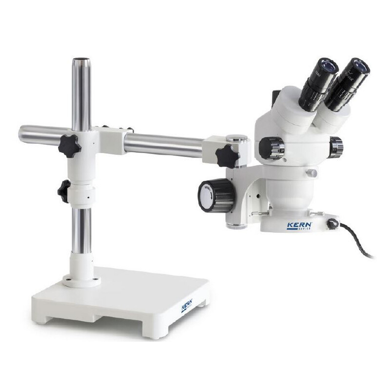 Kern Zoom-Stereomikroskop OZM 903, trino, 7x-45x, HSWF10x23mm, Stativ, Einarm (430 mm x 385 mm) m. Tischplatte, Ringlicht LED 4.5 W
