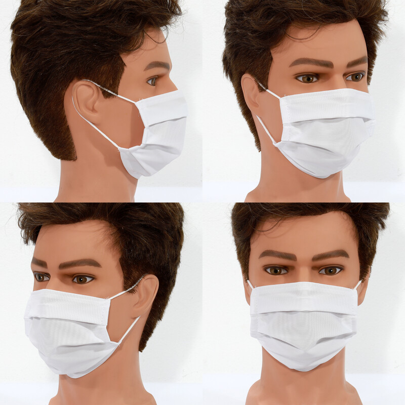 Masketo Mund- und Nasenmaske Polyester weiß für Kinder 5 Stück