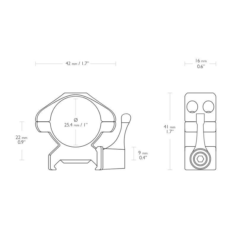 HAWKE Präzisionsringmontage aus Stahl 1 Inch 2 Stück Weaver Mittel - Hebel