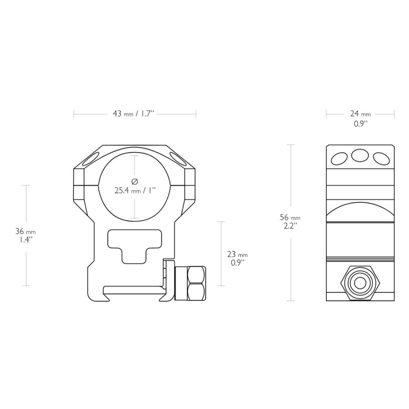 HAWKE Taktische Ringmontage Weaver 1Zoll Extra-hoch