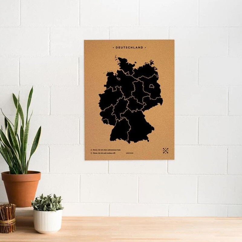 Miss Wood Landkarte Woody Map Countries Deutschland Cork XL black (90 x 60 cm)