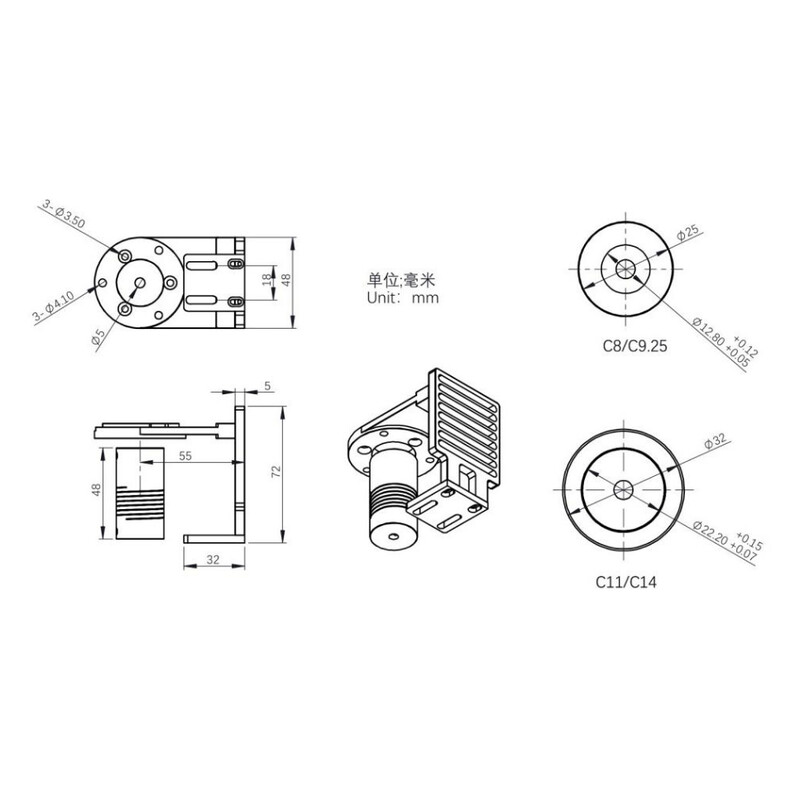 ZWO Adapter für EAF Fokusmotor an Celestron C11 & C14