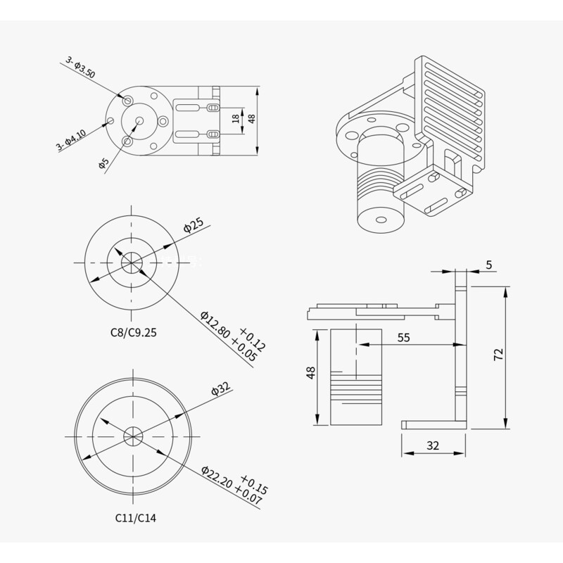 ZWO Adapter für EAF Fokusmotor an Celestron C11 & C14