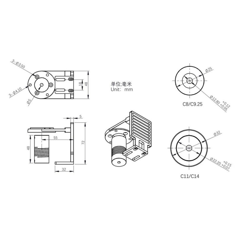 ZWO Adapter für EAF Fokusmotor an Celestron C8 & C9.25