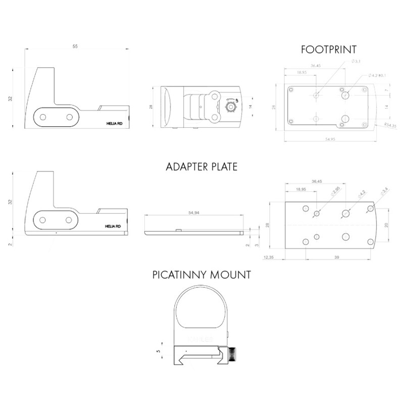 Kahles Zielfernrohr Leuchtpunktvisier HELIA RD Adapter Plate, 2 MOA Dot