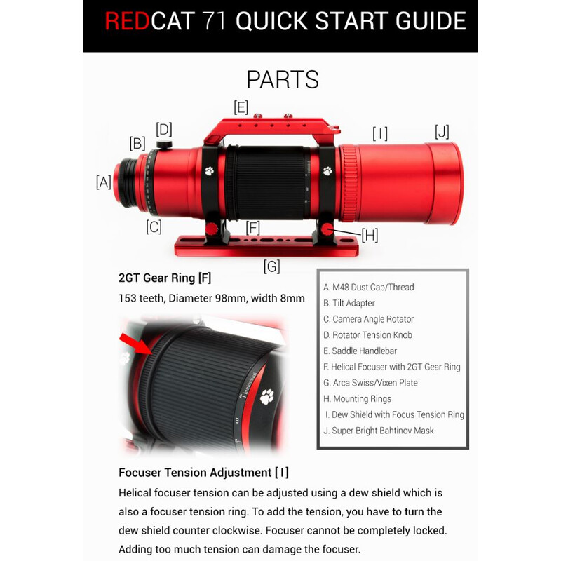 William Optics Apochromatischer Refraktor AP 71/350 RedCat 71 OTA