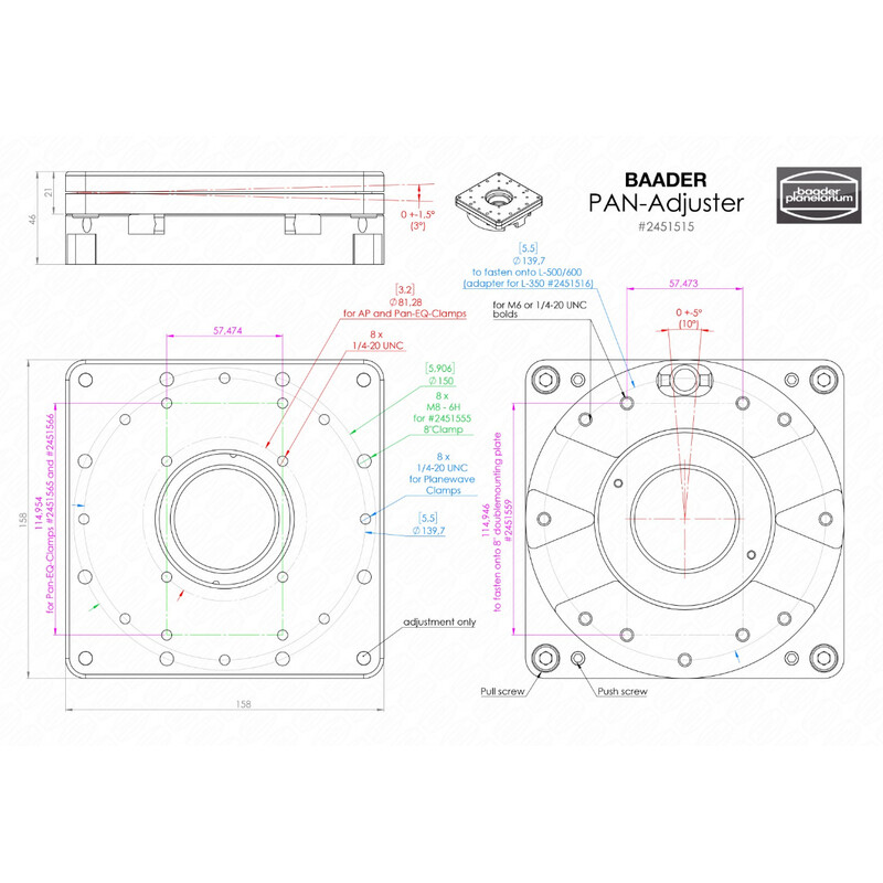 Baader Pan-Adjuster zur Justage der optischen Achse von parallel montierten Teleskopen