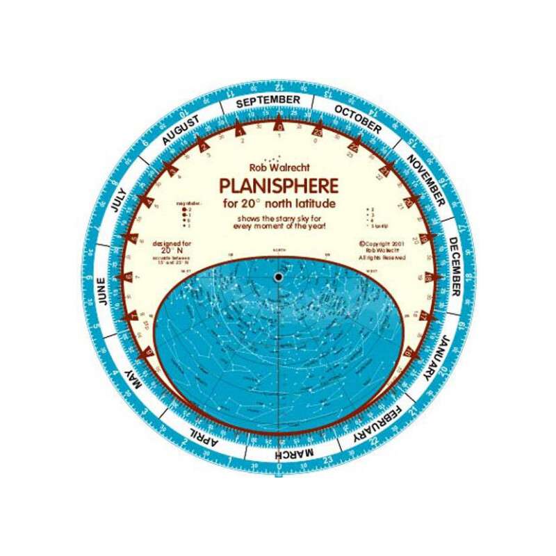 Rob Walrecht Sternkarte Planisphere 20°N 25cm