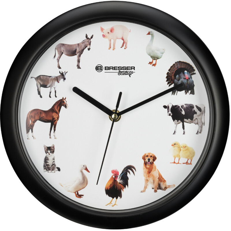 Bresser Junior Wanduhr mit Tiergeräuschen