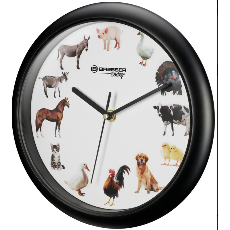 Bresser Junior Wanduhr mit Tiergeräuschen