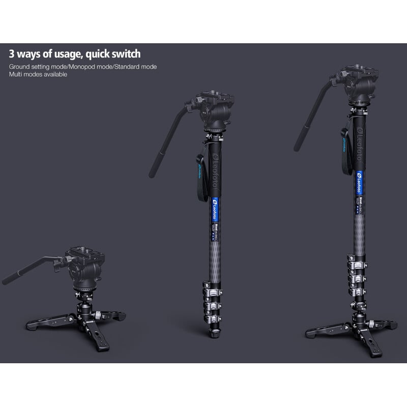 Leofoto Carbon-Einbeinstativ MV-324CL + Schwenk-Neigefuß VD-03