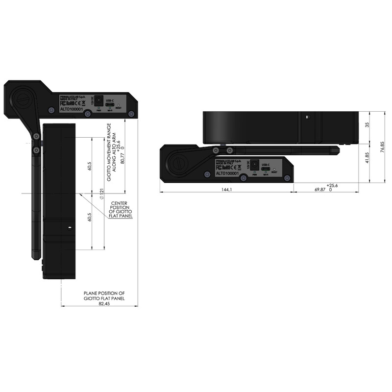 PrimaLuceLab Flatfieldmaske GIOTTO 120 mit ALTO-Teleskopabdeckung