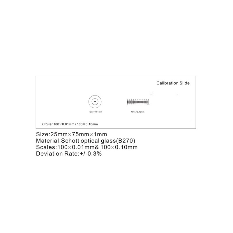 ToupTek Objektmikrometer, Linien (X) 1mm/100 Div.x0.01mm, 10mm/100 Div.x0.10mm