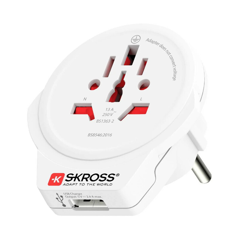 Skross Netzteil Reiseadapter World to Europe USB 1.0