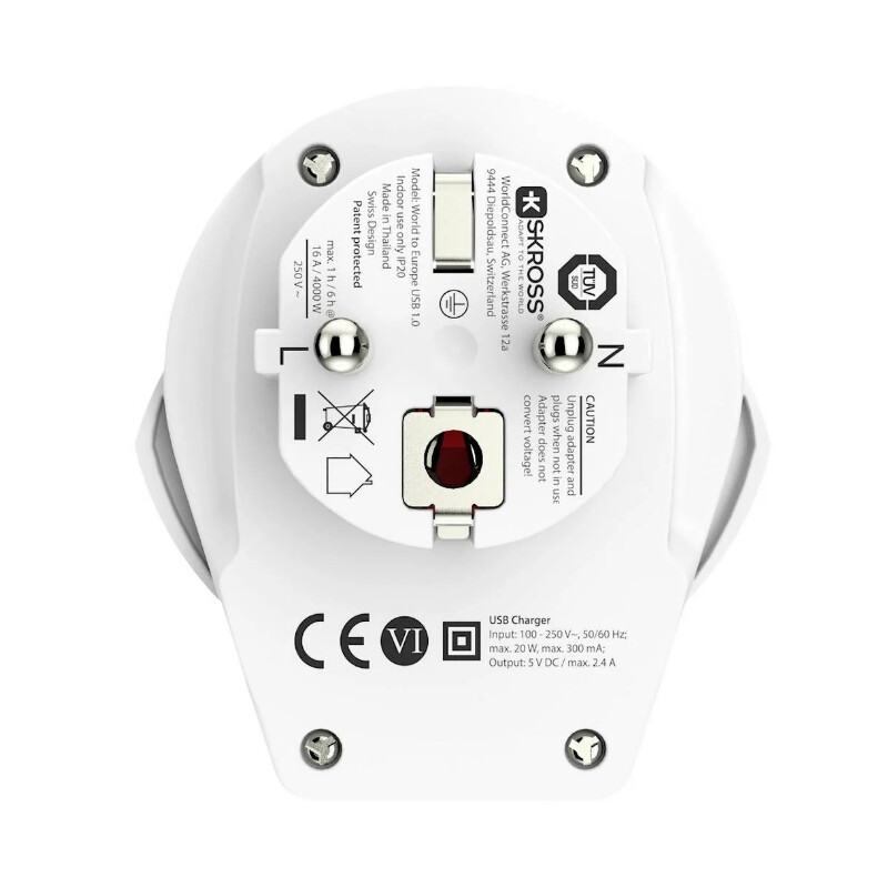 Skross Netzteil Reiseadapter World to Europe USB 1.0