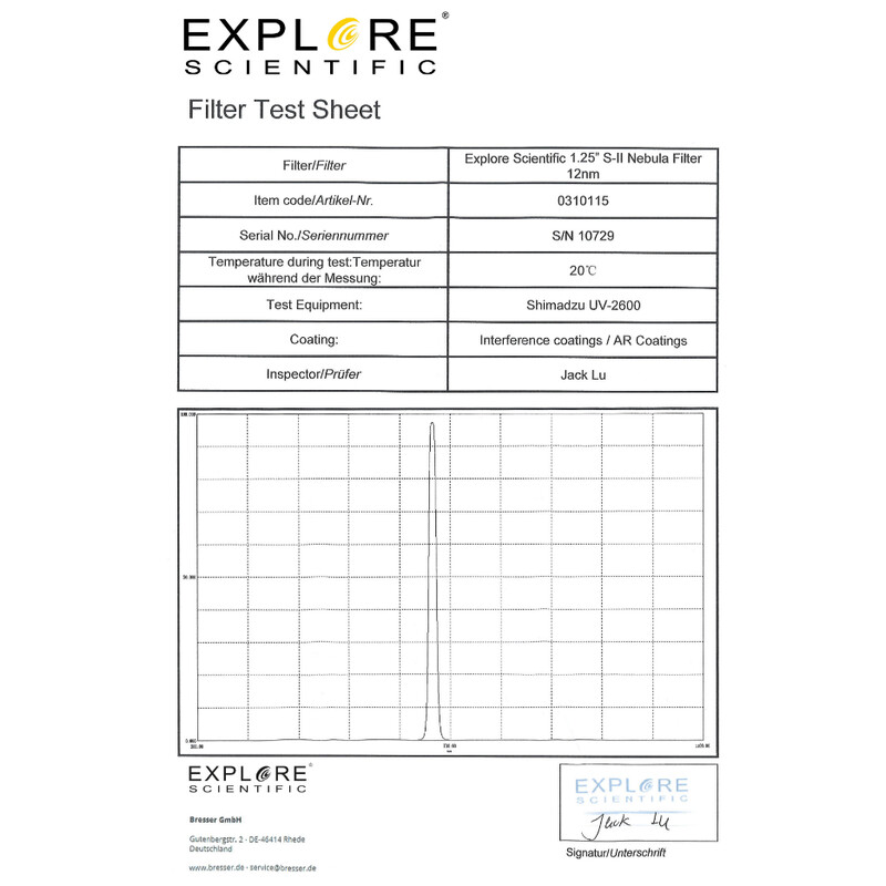 Explore Scientific Filter SII 12nm 1,25"