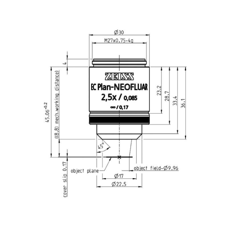 ZEISS Objektiv EC Plan-Neofluar, 2,5x/0,085 wd=8,8mm