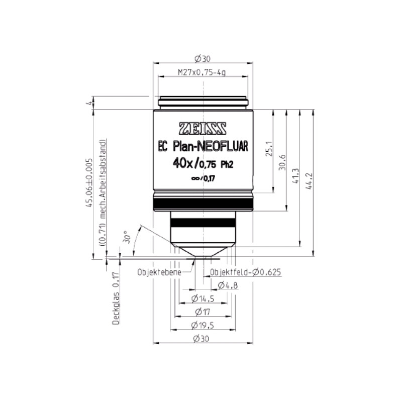 ZEISS Objektiv EC Plan-Neofluar,Ph2 , 40x/0,75, wd=0,71