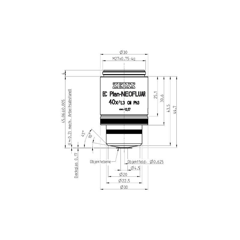 ZEISS Objektiv EC Plan-Neofluar, Ph3, 40x/1,30 Oil  wd=0,21mm