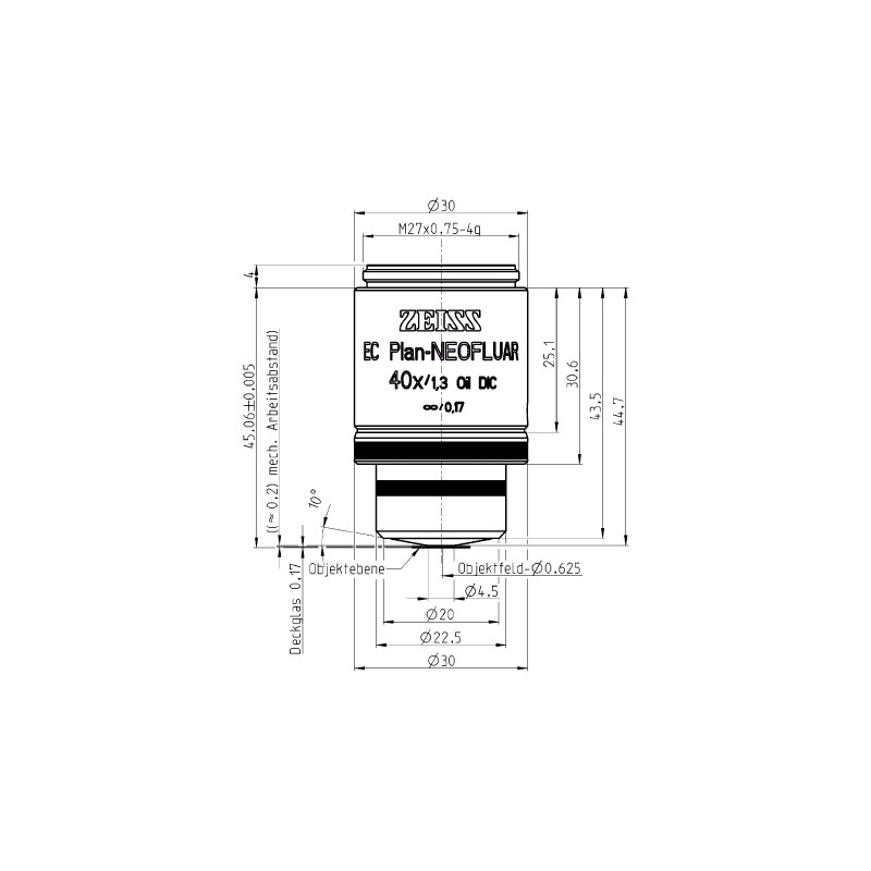 ZEISS Objektiv EC Plan-Neofluar,  DIC , 40x/1,30 Oil, wd=0,21mm