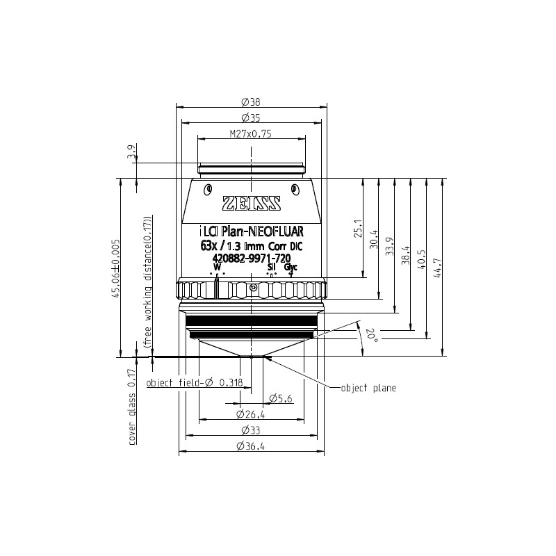 ZEISS Objektiv i LCI Plan-Neofluar 63x/1,3 Imm Korr DIC wd=0,17mm