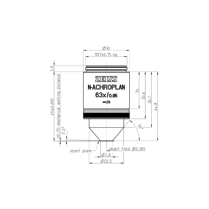 ZEISS Objektiv N-Achroplan 63x/0,95 D=0 wd=0,17mm