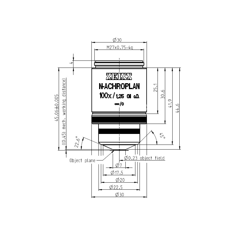 ZEISS Objektiv N-Achroplan 100x/1,25 Oil D=0 wd=0,45mm