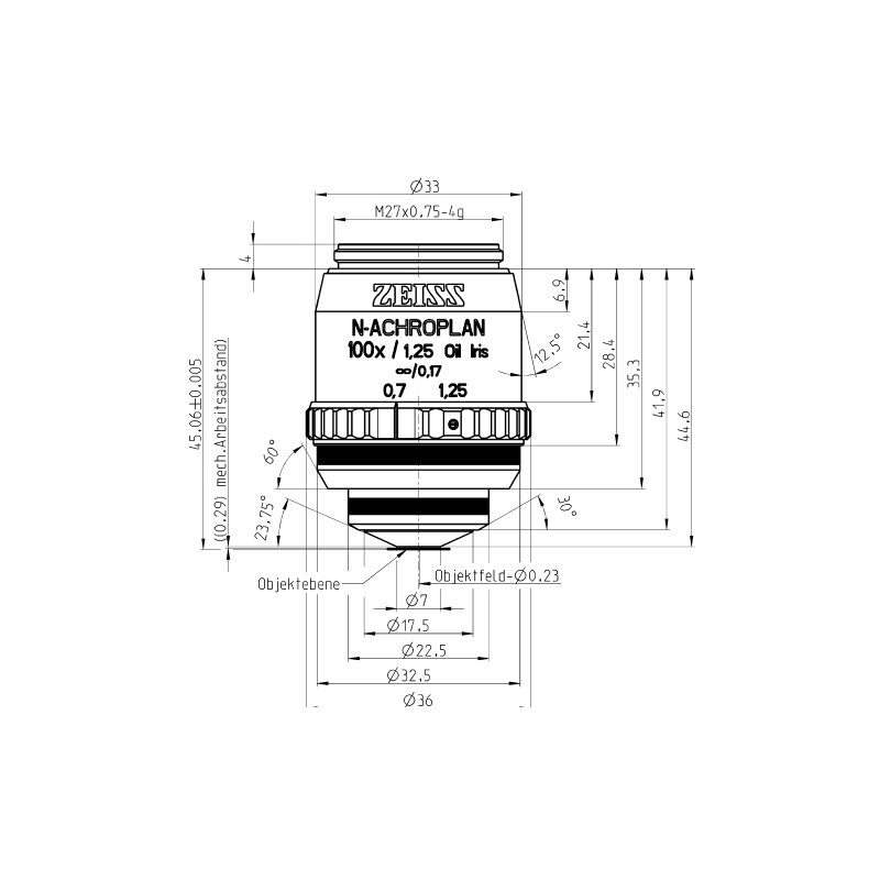 ZEISS Objektiv N-Achroplan 100x/1,25 Oil Iris wd=0,29mm