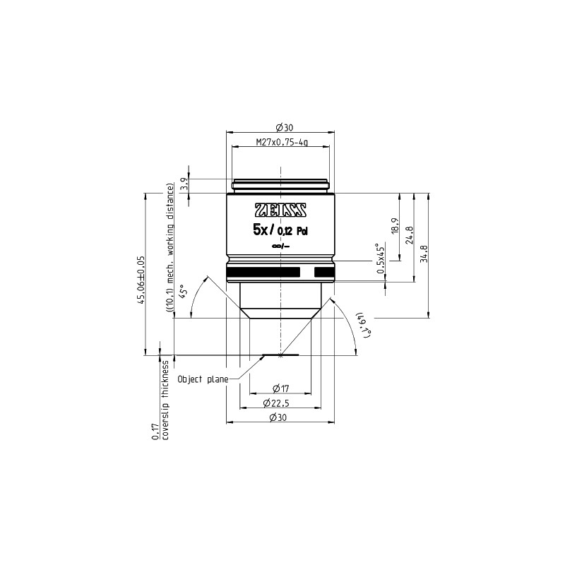 ZEISS Objektiv A-Plan 5x/0,12 Pol wd=10,1mm