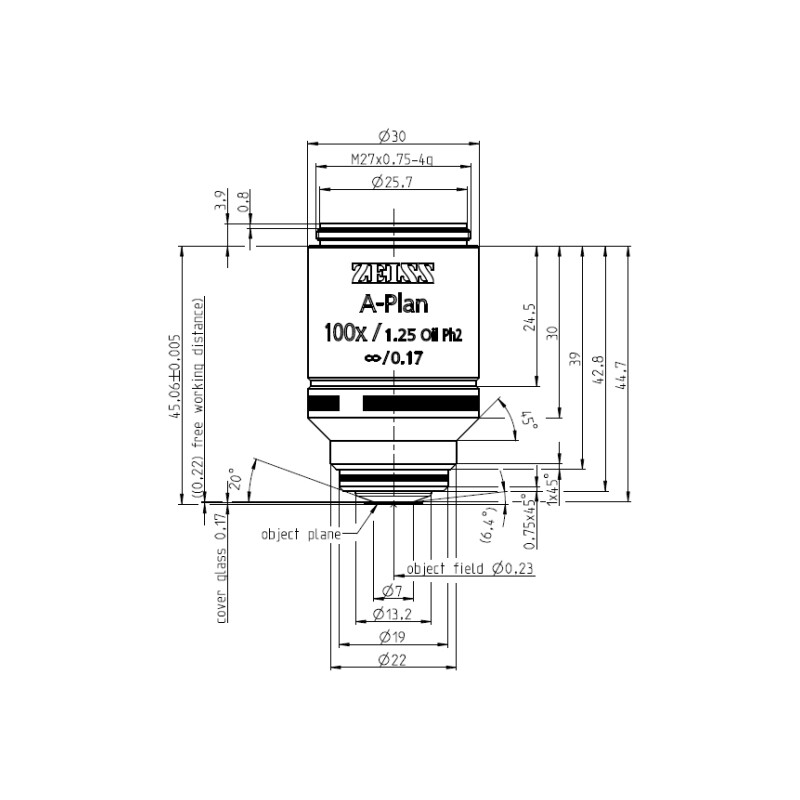 ZEISS Objektiv A-Plan 100x/1,25 Oil Ph2 wd=0,22mm