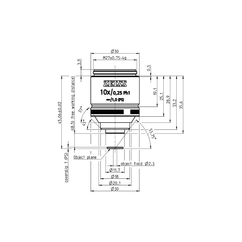 ZEISS Objektiv LD A-Plan 10x/0,25 Ph1 wd=8,5mm