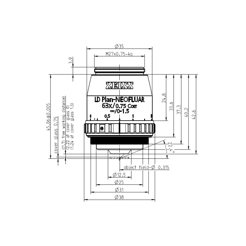 ZEISS Objektiv LD Plan-Neofluar 63x/0,75 Korr wd=2,2mm