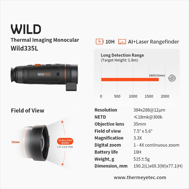 ThermTec Thermalkamera Wild 335L Laser Rangefinder