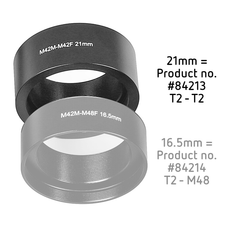 Omegon Verlängerungshülse T2-Verlängerung und 2'' Steckhülse 21mm