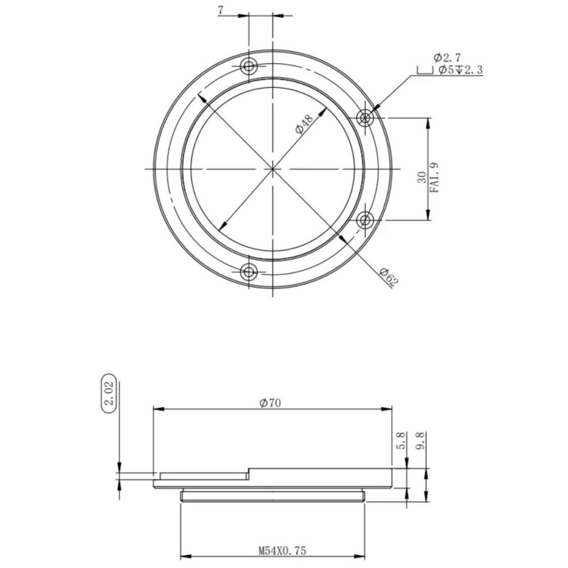 ZWO M54 Adapter für Filterschublade