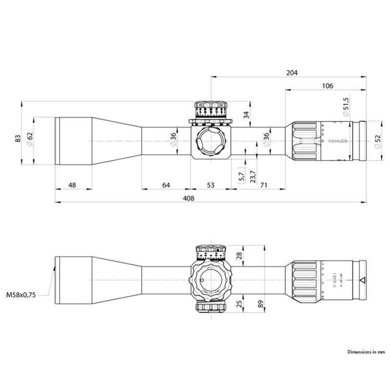 Kahles Zielfernrohr K540i 5-40x56i, MSR2/Ki, cw, links