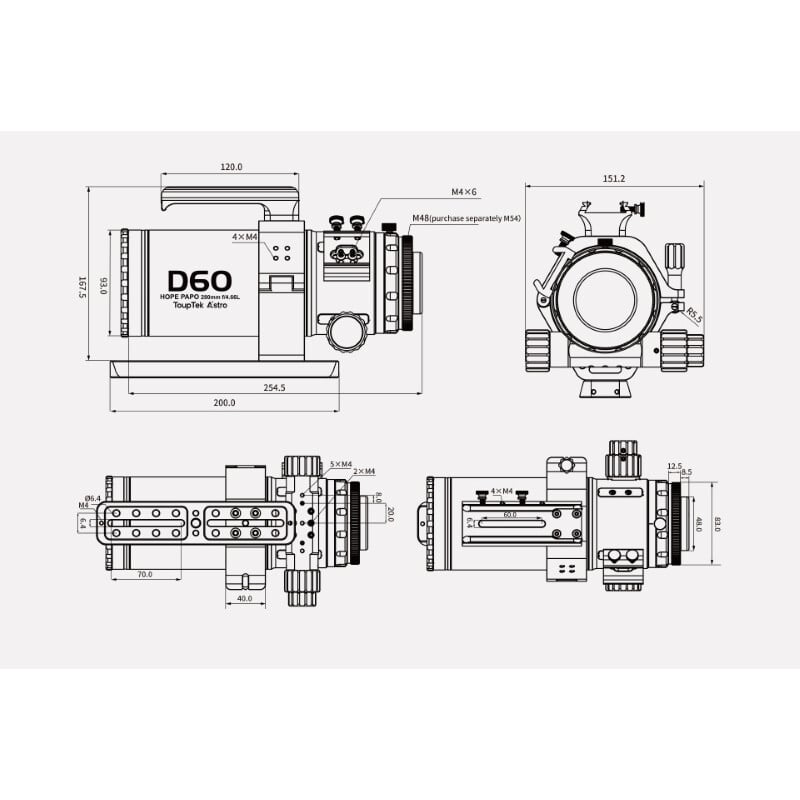 ToupTek Apochromatischer Refraktor HOPE D60 60/280 f/4.66