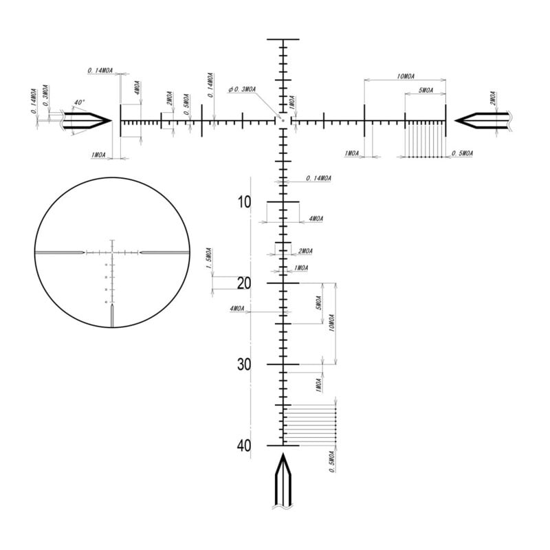 DDoptics Zielfernrohr DDMP V10 4-40x50 tacA MOA