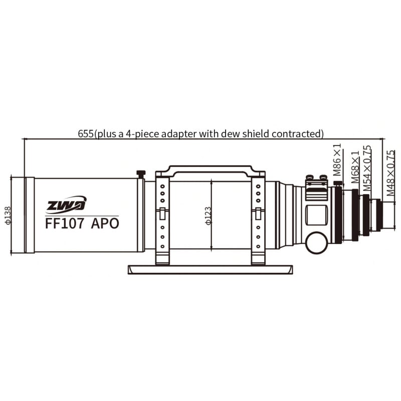 ZWO Apochromatischer Refraktor AP 107/749 FF107