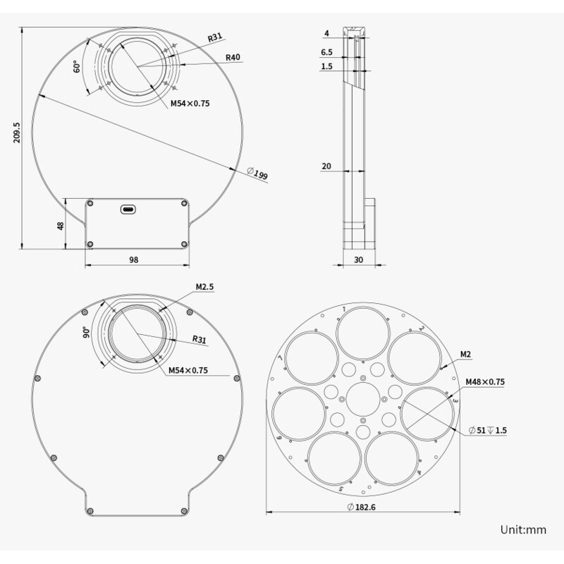 ZWO Filterrad EFW 7x 2"