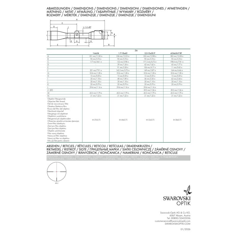 Swarovski Zielfernrohr Z6i 1-6x24 L 4A-i 3. Gen